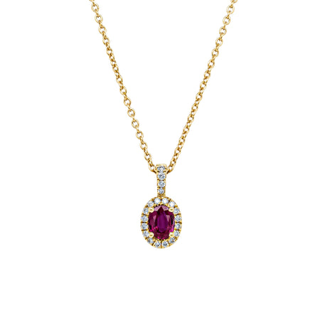 18ct Yellow Gold .33ct Ruby & Diamond Halo Pendant