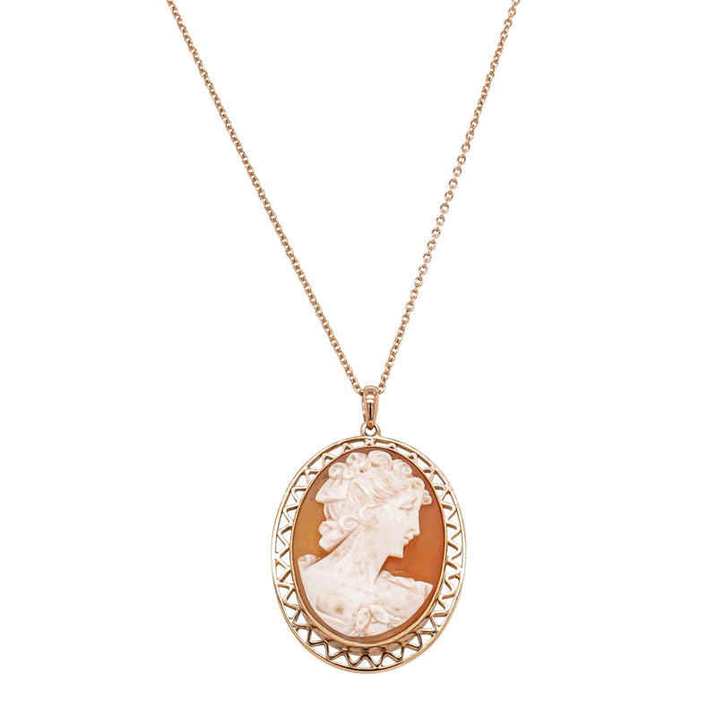 Deja Vu 9ct Rose Gold Cameo Pendant-Necklace-Walker & Hall