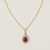 18ct Yellow Gold 1.10ct Pear Ruby & Diamond Belle Pendant - Necklace - Walker & Hall