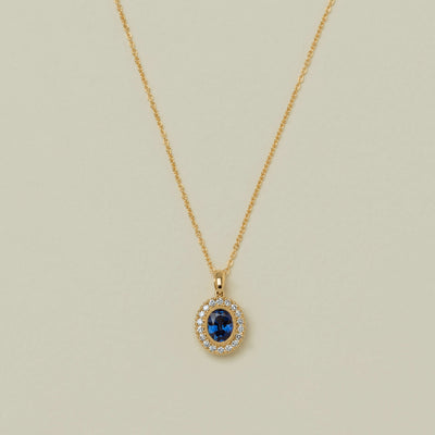 18ct Yellow Gold 1.16ct Sapphire Daisy Pendant - Necklace - Walker & Hall