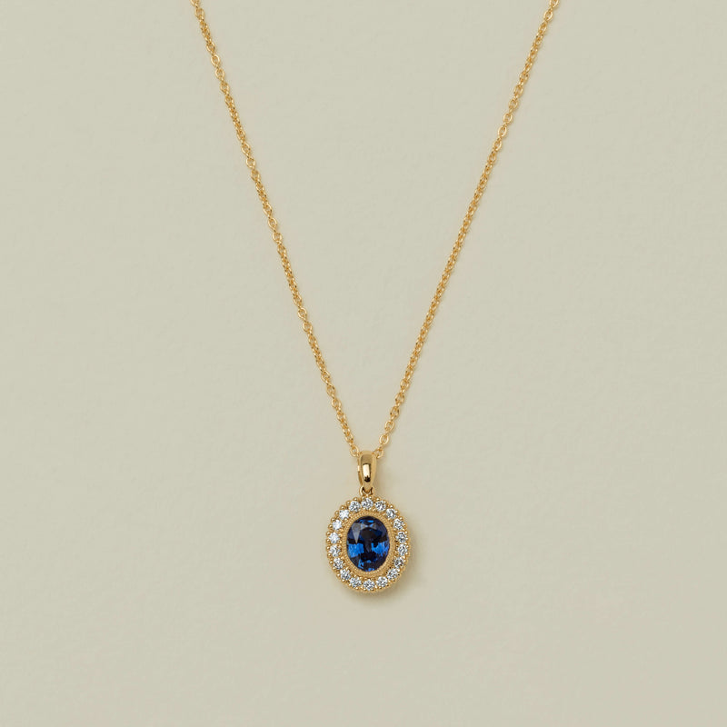 18ct Yellow Gold 1.16ct Sapphire Daisy Pendant - Necklace - Walker & Hall