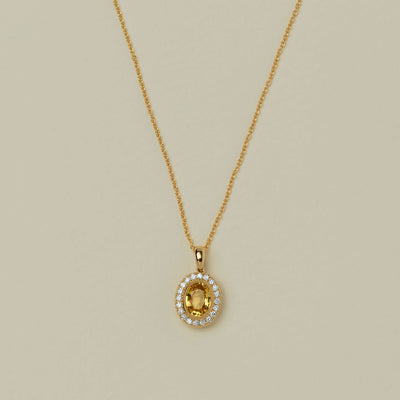 18ct Yellow Gold 1.70ct Golden Sapphire Daisy Pendant - Necklace - Walker & Hall