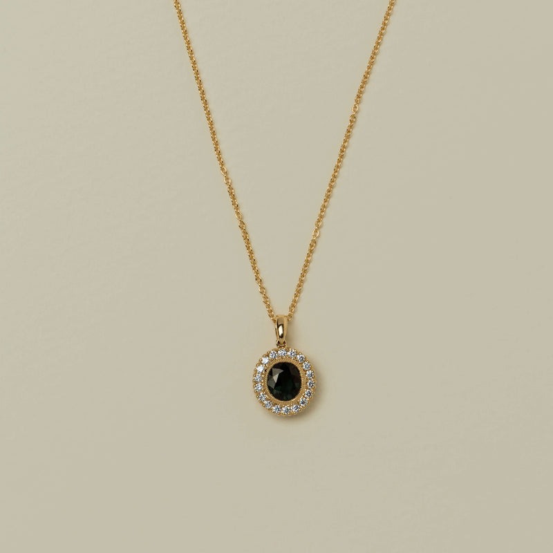 18ct Yellow Gold 1.13ct Green Tourmaline Daisy Pendant - Necklace - Walker & Hall
