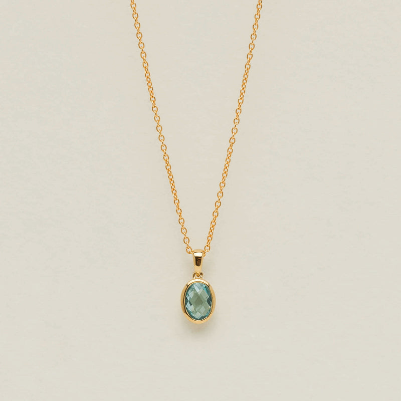 9ct Yellow Gold Blue Topaz Iris Pendant - Necklace - Walker & Hall