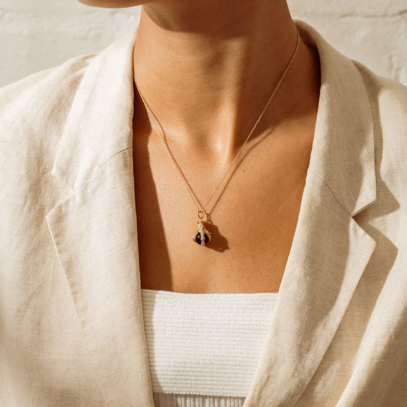 Deja Vu 9ct Rose Gold Onyx Ball In Claw Pendant - Necklace - Walker & Hall