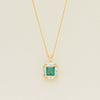 18ct Yellow Gold 3.04ct Emerald & Diamond Magritte Pendant - Necklace - Walker & Hall
