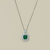 18ct White Gold 2.59ct Emerald & Diamond Pendant - Necklace - Walker & Hall