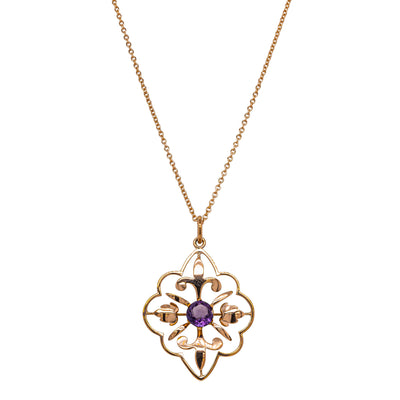 Deja Vu 9ct Rose Gold Amethyst Openwork Pendant - Necklace - Walker & Hall