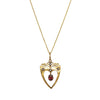 Vintage 15ct Yellow Gold Garnet & Seed Pearl Shield Pendant - Necklace - Walker & Hall