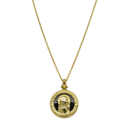 Deja Vu 18ct Yellow Gold Virgin Mary & Onyx Pendant - Necklace - Walker & Hall