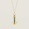 Vintage 9ct Yellow Gold Greenstone Anchor Pendant - Necklace - Walker & Hall