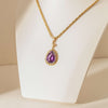 Vintage 15ct Gold Amethyst & Pearl Edwardian Pendant - Necklace - Walker & Hall