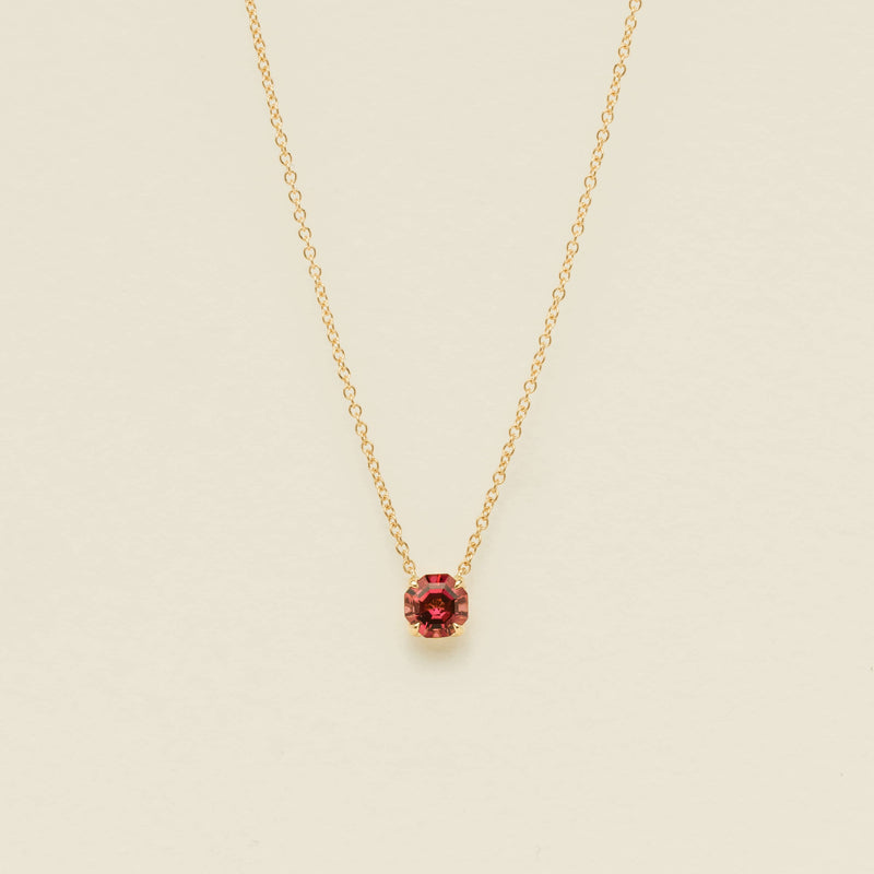 18ct Pink Tourmaline Mini Octavia Pendant with Chain - Necklace - Walker & Hall