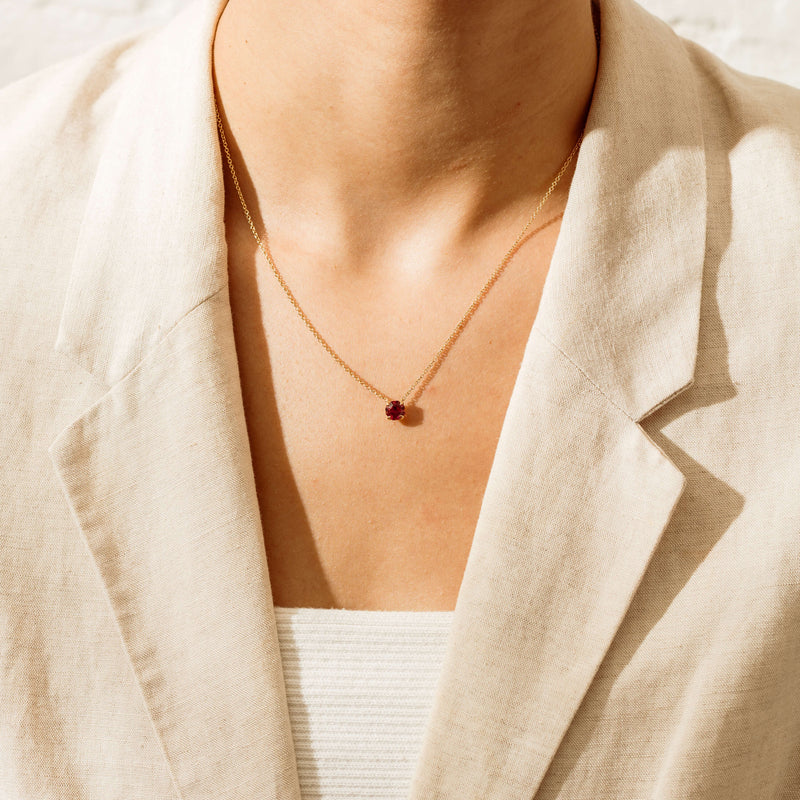 18ct Pink Tourmaline Mini Octavia Pendant with Chain - Necklace - Walker & Hall