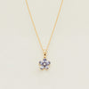 18ct Yellow Gold Tanzanite Forget-Me-Not Flower Pendant - Necklace - Walker & Hall