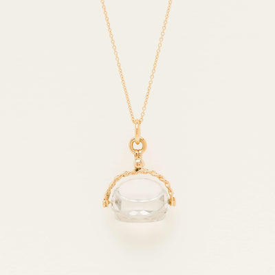 Deja Vu 9ct Rose Gold Rose Quartz Spinner Pendant - Necklace - Walker & Hall