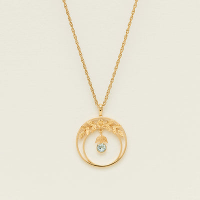 Deja Vu 14ct Yellow Gold .40ct Aquamarine Circle Pendant
