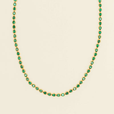 18ct Yellow Gold 12.72ct Pear Emerald Natalia Necklace