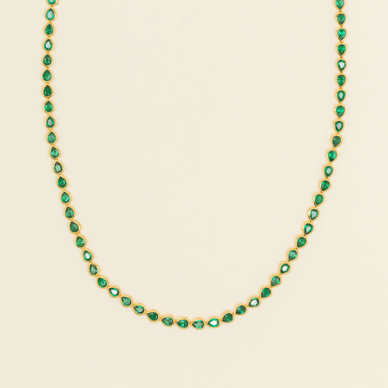 18ct Yellow Gold 12.72ct Pear Emerald Natalia Necklace