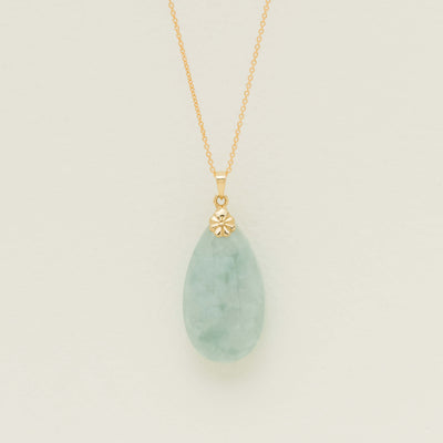 Deja Vu 18ct Yellow Gold Teardrop Jade Pendant - Necklace - Walker & Hall
