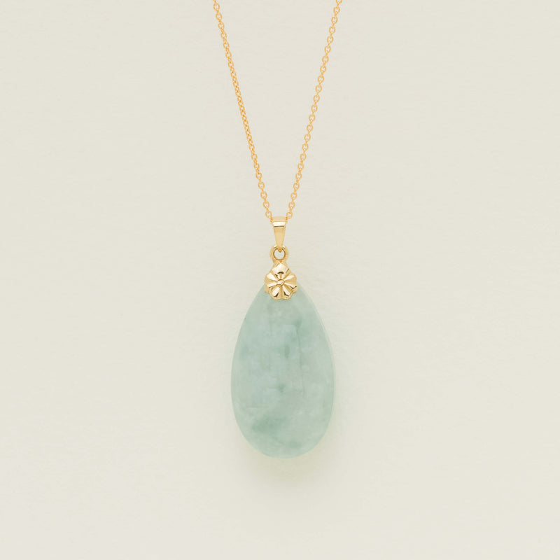 Deja Vu 18ct Yellow Gold Teardrop Jade Pendant - Necklace - Walker & Hall