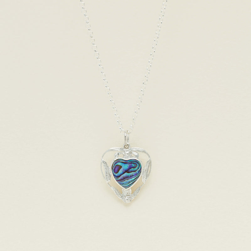 Vintage Sterling Silver Pāua Heart Pendant - Pendant - Walker & Hall