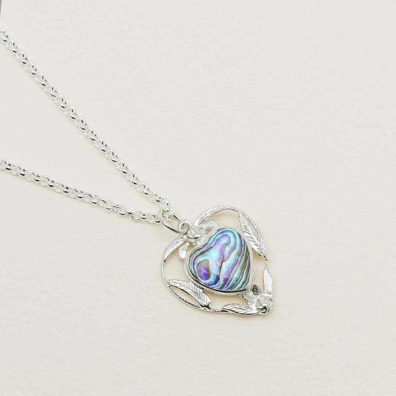 Vintage Sterling Silver Pāua Heart Pendant - Pendant - Walker & Hall