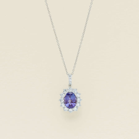 18ct White Gold 2.35ct Tanzanite & Diamond Belle Pendant