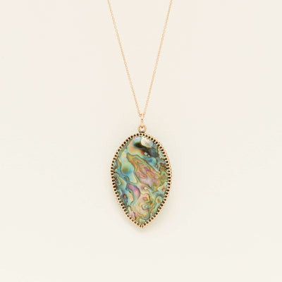 Vintage 9ct Rose Gold NZ Paua Set Pendant - Necklace - Walker & Hall