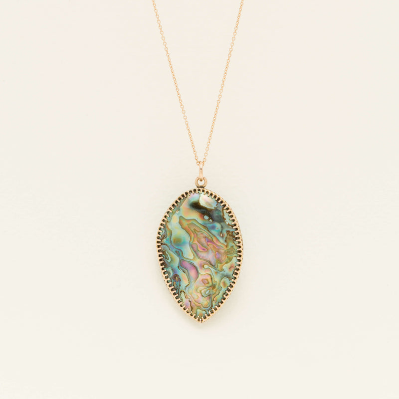 Vintage 9ct Rose Gold NZ Paua Set Pendant - Necklace - Walker & Hall