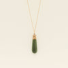 Vintage 9ct Rose Gold Greenstone Floral Drop Pendant - Necklace - Walker & Hall