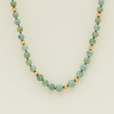 Deja Vu 14ct Yellow Gold & Dyed Jade Bead Necklace - Necklace - Walker & Hall