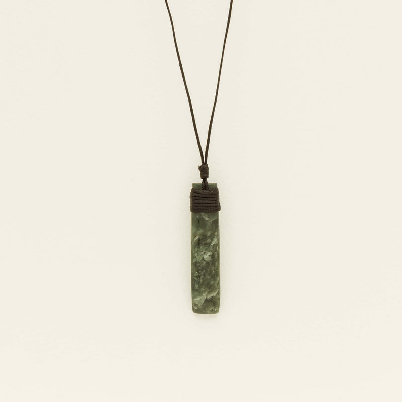 NZ Greenstone 51.7mm Roimata Pendant on Black Cord - Necklace - Walker & Hall