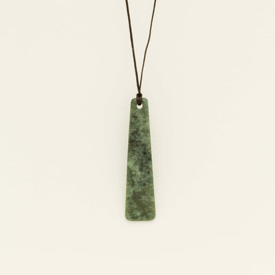 NZ Greenstone 65.9mm Roimata Pendant on Black Cord - Necklace - Walker & Hall