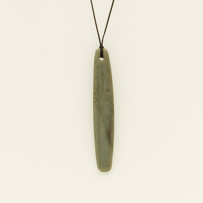 NZ Greenstone 85.2mm Roimata Pendant on Black Cord - Necklace - Walker & Hall