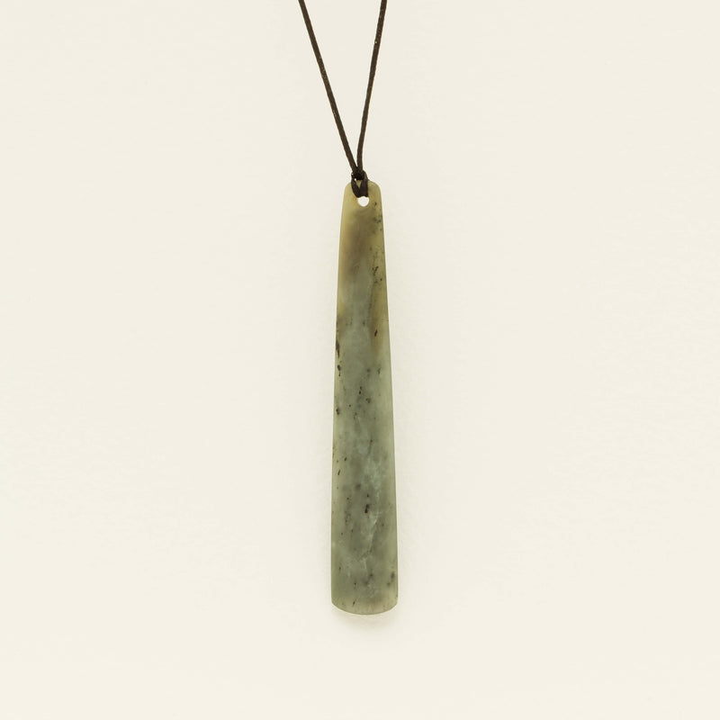 NZ Greenstone 80.9mm Roimata Pendant on Black Cord - Necklace - Walker & Hall