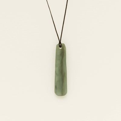 NZ Greenstone 60.7mm Roimata Pendant on Black Cord - Necklace - Walker & Hall