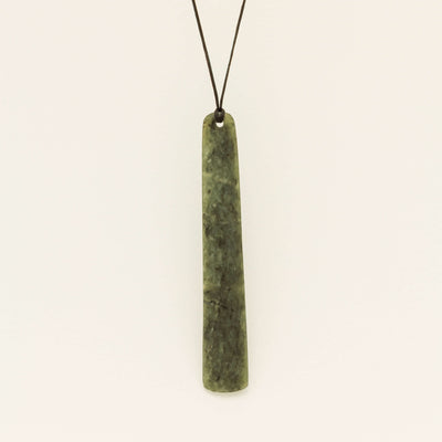 NZ Greenstone 99.6mm Roimata Pendant on Black Cord - Necklace - Walker & Hall