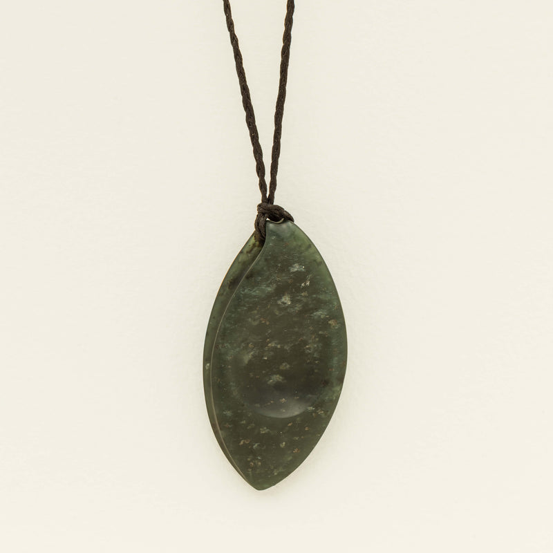 NZ Greenstone Contemporary Pendant on Black Cord - Necklace - Walker & Hall