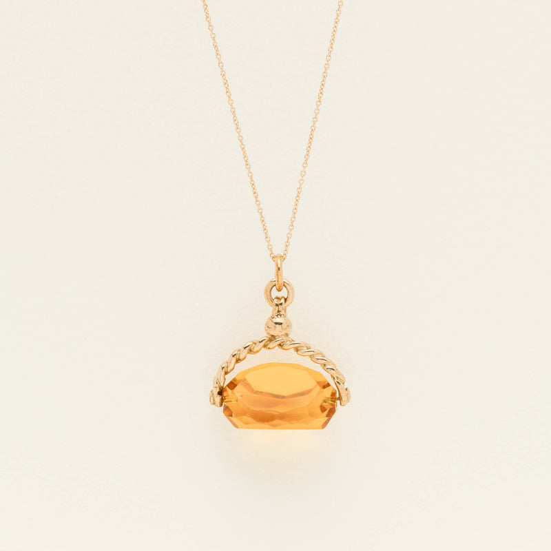 Deja Vu 9ct Rose Gold Orange Glass Spinner Pendant - Necklace - Walker & Hall