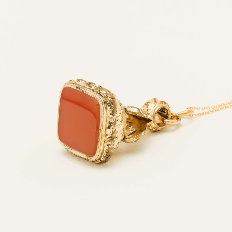 Deja Vu Rolled Gold Ornate Carnelian Seal Pendant - Necklace - Walker & Hall