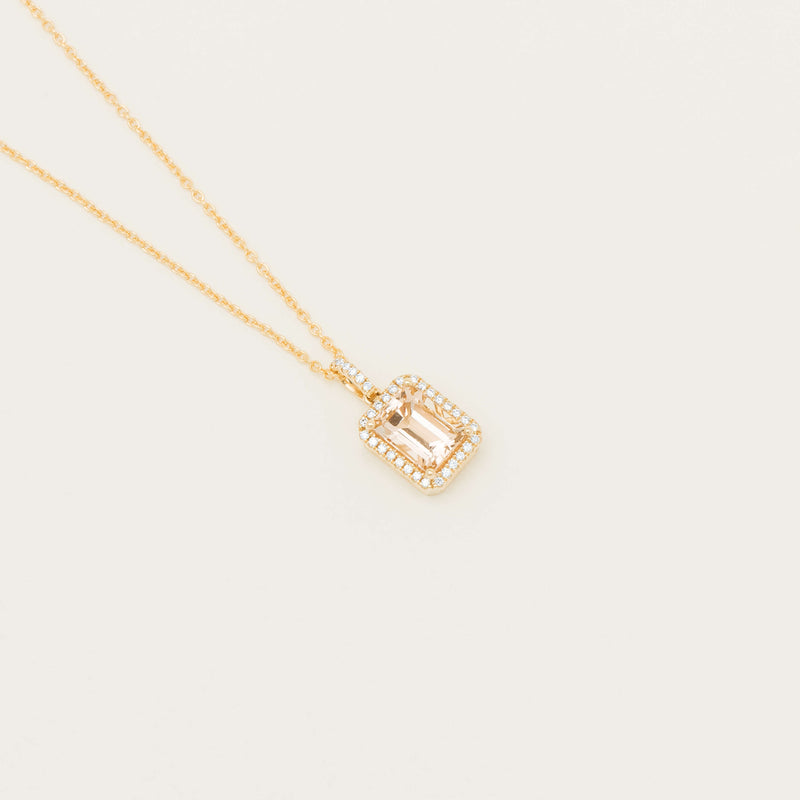 18ct Yellow Gold Morganite & Diamond Nina Pendant
