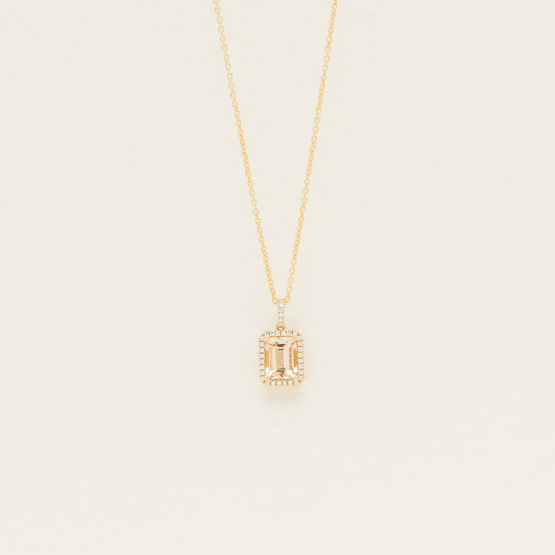 18ct Yellow Gold Morganite & Diamond Nina Pendant