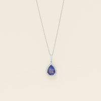 18ct White Gold 1.70ct Tanzanite Diamond Sierra Pendant - Necklace - Walker & Hall