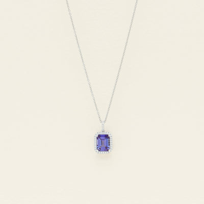 18ct White Gold 2.18ct Tanzanite & Diamond Nina Pendant - Necklace - Walker & Hall