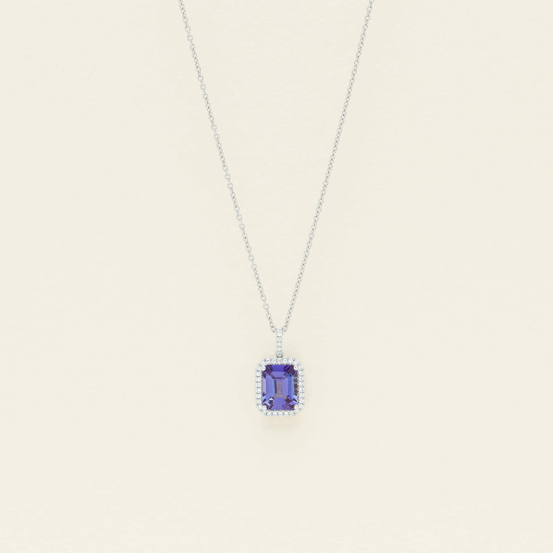 18ct White Gold 2.18ct Tanzanite & Diamond Nina Pendant - Necklace - Walker & Hall