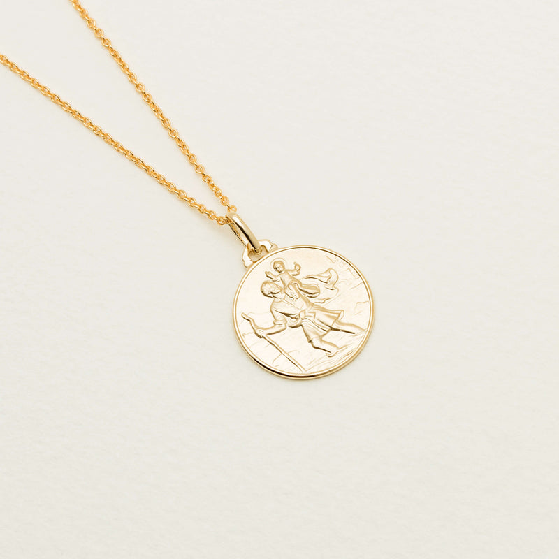 9ct Yellow Gold Saint Christopher Pendant - Necklace - Walker & Hall