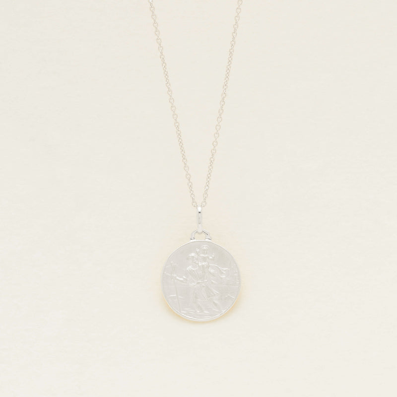 Sterling Silver Saint Christopher Pendant with Cable Chain - Necklace - Walker & Hall