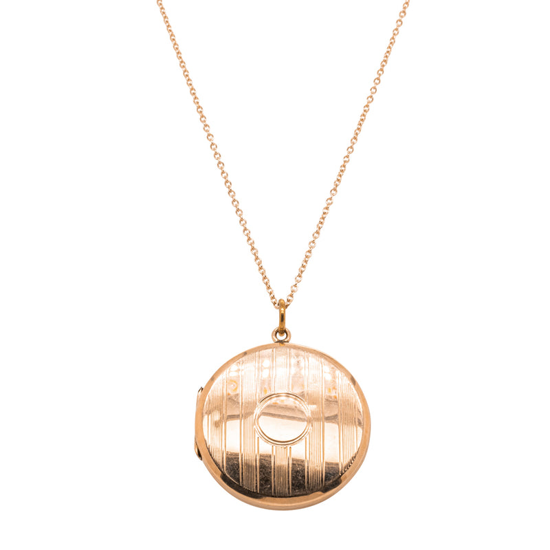 Vintage 9ct Rose Gold Round Locket-Necklace-Walker & Hall