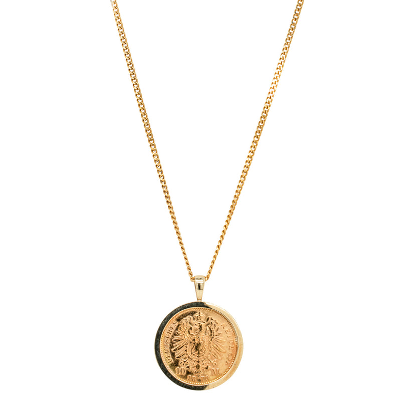 9ct Yellow Gold Prussian Coin Pendant with Chain - Necklace - Walker & Hall